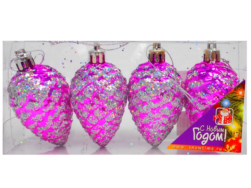 ШИШКА 60ММ 4ШТ 1ЦВ ПРОЗРАЧНАЯ КОРОБКА