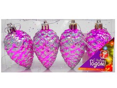 26805 [35-0228]ШИШКА 60ММ 4ШТ 1ЦВ ПРОЗРАЧНАЯ КОРОБКА