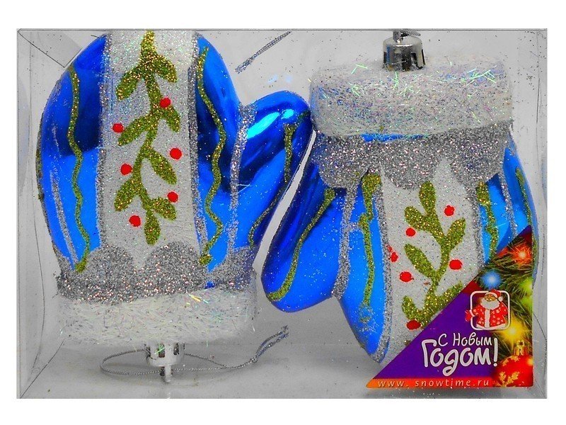 РУКАВИЧКА 110ММ БЛЕСТЯЩАЯ С ВЕТОЧКОЙ 1ЦВЕТ 2ШТ ПРОЗРАЧНАЯ КОРОБКА