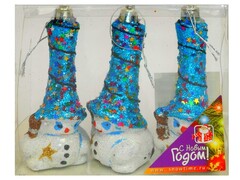 26815 [35-0095]СНЕГОВИК 110ММ В ШЛЯПЕ С РИСУНКОМ 3ШТ 1ЦВ ПРОЗРАЧНАЯ КОРОБКА