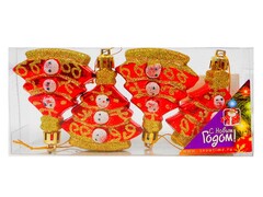 26816 [35-0003]ЕЛКА 60MM БЛЕСТЯЩАЯ С РИСУНКОМ СНЕГОВИК 4ШТ КРАСНЫЙ/СИНИЙ/ФИОЛЕТОВЫЙ ПРОЗРАЧНАЯ КОРОБКА