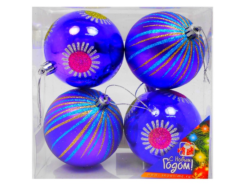 ШАР 80ММ С РИСУНКОМ 4ШТ 1ЦВ 2ВИДА ПРОЗРАЧНАЯ КОРОБКА 41-0004