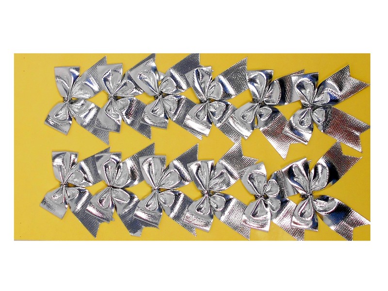 БАНТ СЕРЕБРЯНЫЙ 4СМ 16ШТ В ПАКЕТЕ
