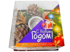 26836 [52-00700-64]ПОДСВЕЧНИК 10СМ НА 1 СВЕЧКУ ЗОЛОТОЙ С ЦВЕТАМИ В ПРОЗРАЧНОЙ КОРОБКЕ
