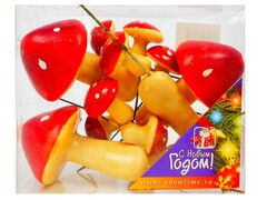 26838 [52-00407-92]УКРАШЕНИЕ НОВОГОДНЕЕ ИЗ ПЕНОПЛАСТА НА ПРОВОЛОКЕ  3 РАЗМЕРА ГРИБ ГЛЯНЕЦ 1ЦВЕТ 12ШТ ПРОЗРАЧНАЯ КОРОБКА