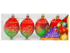 26839 [53-00160-078]СОСУЛЬКА 80ММ ДВУХЦВЕТНАЯ С РИСУНКОМ, МАТОВАЯ 4ШТ 1ЦВ ПРОЗРАЧНАЯ КОРОБКА