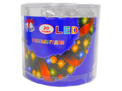 27348 [G-T4028/1]Гирлянда Нить ДИОД 20л СНЕЖОК 3м  с переходником пр провод в тубе L-4028/1