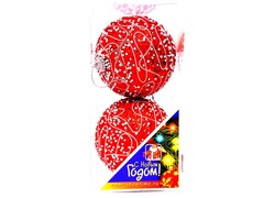 27349 [02-0385]ШАР 100ММ ПЕНОПЛАСТ С УЗОРОМ ПАУТИНА ЦВЕТ КРАСНЫЙ 2ШТ ПРОЗРАЧНАЯ КОРОБКА 02-0385