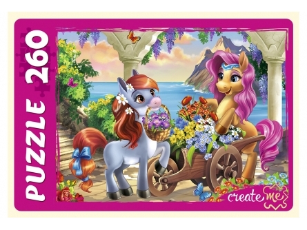 ПАЗЛЫ 260 элементов. ПОНИ НА ЦВЕТОЧНОЙ ТЕРРАСЕ