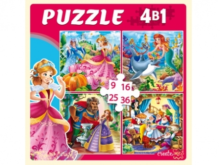 ПАЗЛЫ 4 в 1. ЛЮБИМЫЕ ПРИНЦЕССЫ (9, 16, 25, 36 эл.)