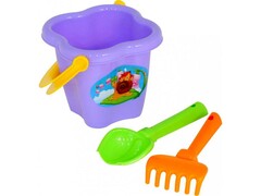 Набор №24: ведро-цветок среднее, совок №2, грабельки №2
