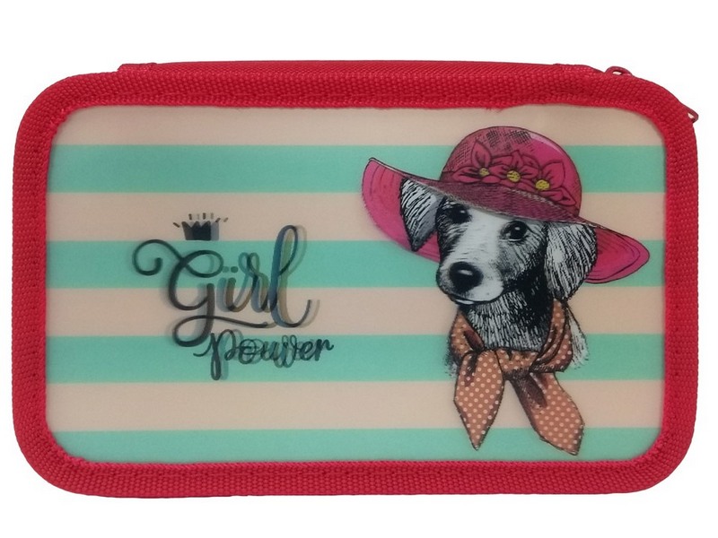 Пенал 2секц, большой СОБАКА В КРАСНОЙ ШЛЯПКЕ (ПН-2011) 190х115, 3D печать
