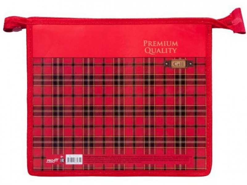 ТМ "Profit" Папка для тетрадей на молнии А5  ШОТЛАНДСКАЯ КРАСНАЯ КЛЕТКА (ПТ-6031) ламинат