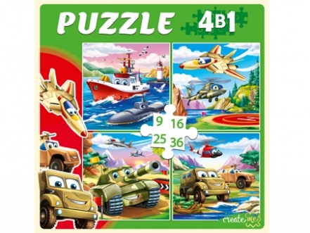 ПАЗЛЫ 4 в 1. ВОЕННЫЙ ТРАНСПОРТ (9,16, 25, 36 эл.)