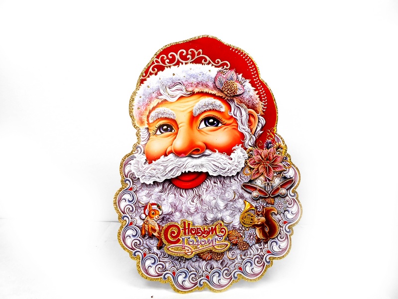 Купить оптом Оформительский плакат на скотче "Дедушка Мороз" 35 см НУ-8233 в Луганске