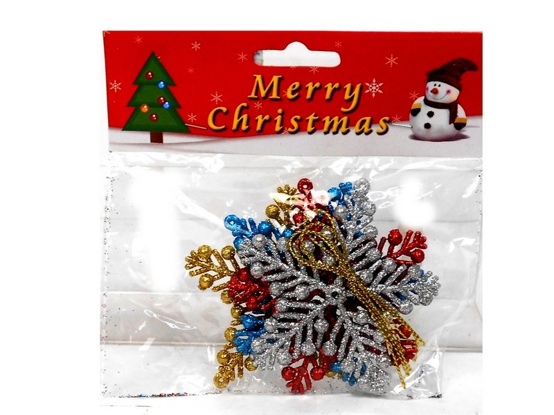 Набор ёлочных подвесок 4 шт Лучистые снежинки 7 см НУ-0030