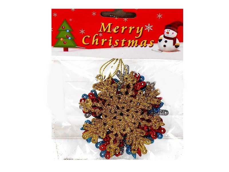 Набор ёлочных подвесок 4 шт Нарядные снежинки 7 см НУ-0035