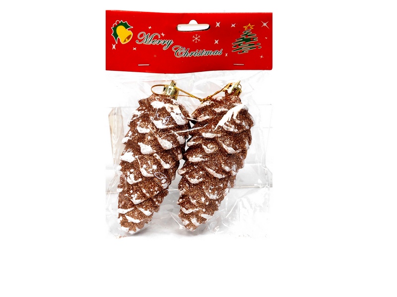 Набор ёлочных подвесок 2 шт Золотистые шишки 11 см НУ-0050