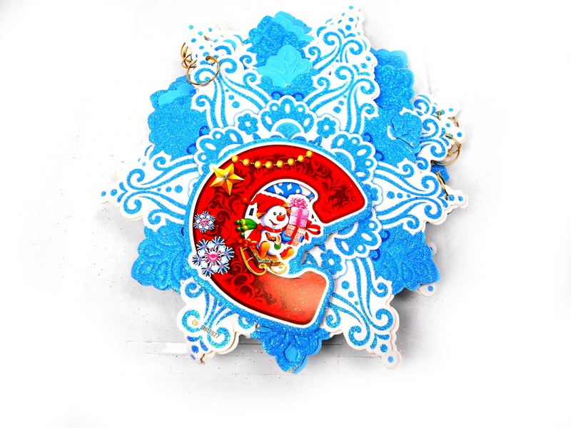 Гирлянда картонная "Снежинка" 2,2 м глиттер НУ-4294