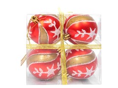 31608 [НУ-6959]Набор красных ёлочных шаров "Новогодние узоры" НУ-6959