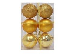 31617 [НУ-6995]Набор ёлочных золотых шаров "Шёлк, бархат, люрекс" 6 см 6 шт НУ-6995