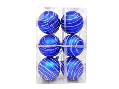 31622 [НУ-7001]Набор синих матовых шаров "Праздничный серпантин" (6 шт) НУ-7001
