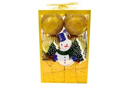 31635 [НУ-4408]Набор золотых украшений "СНЕГОВИК" 6 см 12 шт НУ-4408