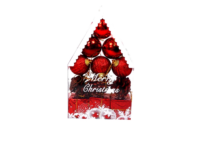 Набор украшений "НОВОГОДНИЙ ДОМИК" 4см (12шт/уп) красные НУ-4411