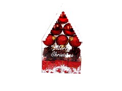 31636 [НУ-4411]Набор украшений "НОВОГОДНИЙ ДОМИК" 4см (12шт/уп) красные НУ-4411