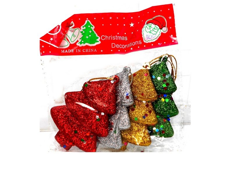 Набор ёлочных подвесок Разноцветные ёлочки 6 шт 6 см НУ-4445