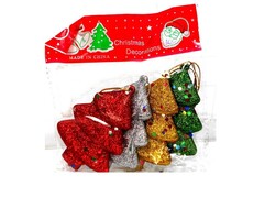 31643 [НУ-4446]Набор ёлочных подвесок Ёлочки. Микс 4 шт 8 см НУ-4446