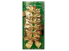 31644 [НУ-4449]Набор ёлочных бантов "Золотые бантики" 6 шт 8 см НУ-4449