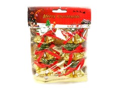 31646 [НУ-4454]Набор ёлочных подвесок Золотые колокольчики 6 шт 2,5 см НУ-4454