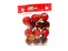 31653 [НУ-8346]Набор ёлочных подвесок "Шишки и шарики" 3,5 см 9 шт НУ-8346