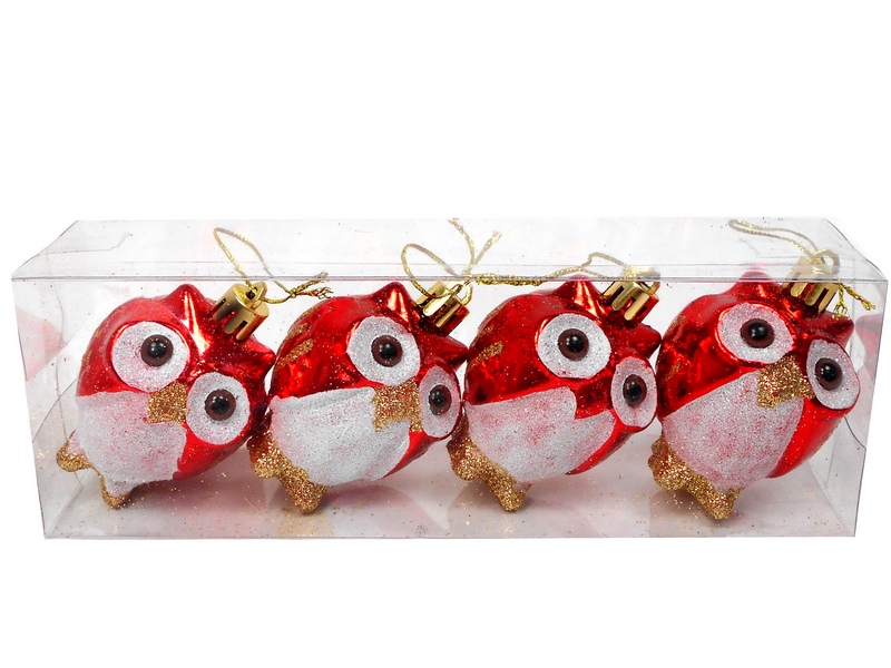 Набор ёлочных подвесок "Совушки" 6,5 см 4 шт НУ-8352