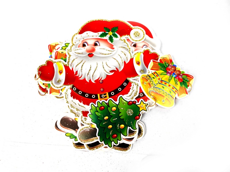 Гирлянда картонная "Дед Мороз" 1,8 м глиттер НУ-8306