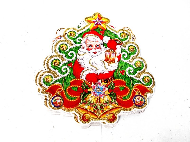 Гирлянда картонная "Дедушка Мороз" 1,8 м глиттер НУ-8307