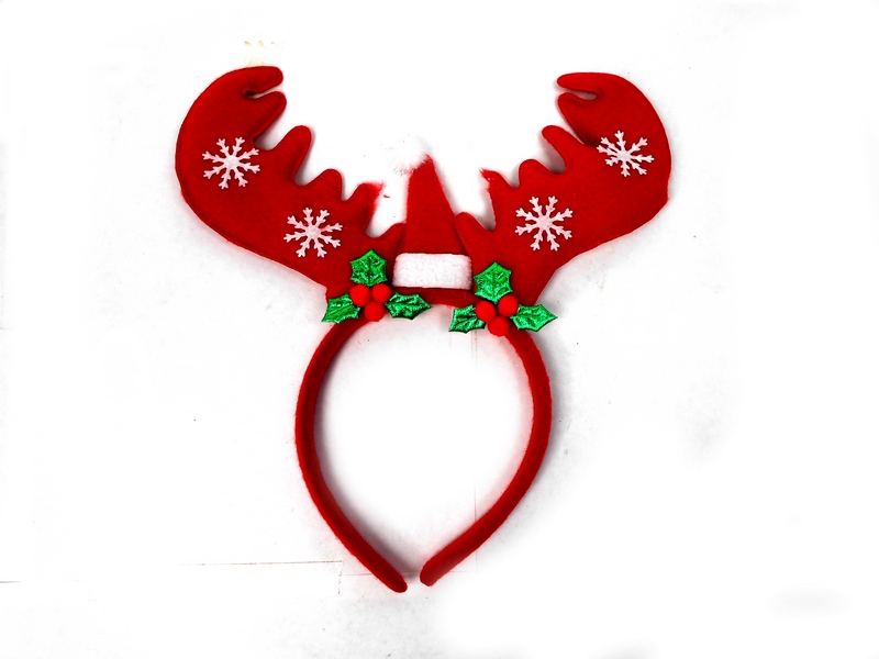 Ободок карнавальный Рога оленя со снежинками 26х28 см ШН-8458