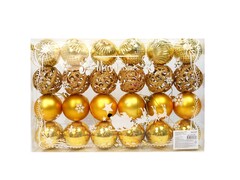 31674 [НУ-0384]Набор ёлочных шаров С праздником! 24 шт 6 см (золотой) НУ-0384