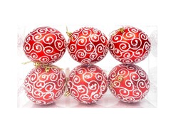 31689 [НУ-0415]Набор ёлочных шаров Узоры 6 шт 10 см (красный) НУ-0415
