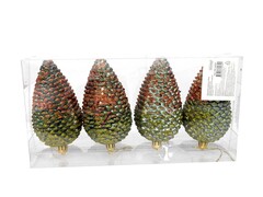 31694 [НУ-0439]Набор ёлочных подвесок Красивые шишки 4 шт 12 см (зеленый) НУ-0439