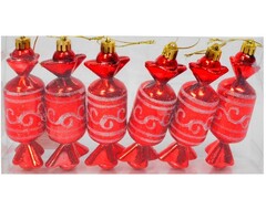 31695 [НУ-0449]Набор ёлочных подвесок Конфеты 6 шт 12 см НУ-0449