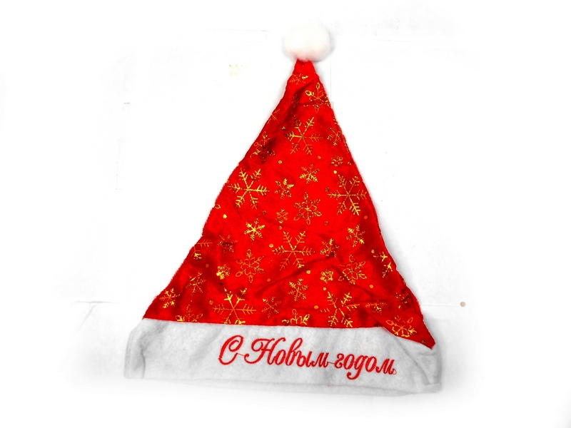 Колпак новогодний Золотые снежинки 28х38 см ШН-4174