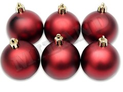 31780 [НУ-6950]Набор матовых ёлочных шаров "Бордовый бархат" (6 шт) НУ-6950