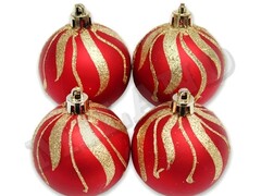 31783 [НУ-6960]Набор красных матовых ёлочных шаров "Морозные узоры" НУ-6960