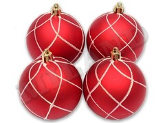 31785 [НУ-6974]Набор красных матовых ёлочных шаров "Кружевная зима" НУ-6974