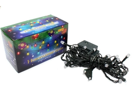 Гирлянда метражная 9 м, 100 красных ламп, темная нить, 8 режимов НУ-6556