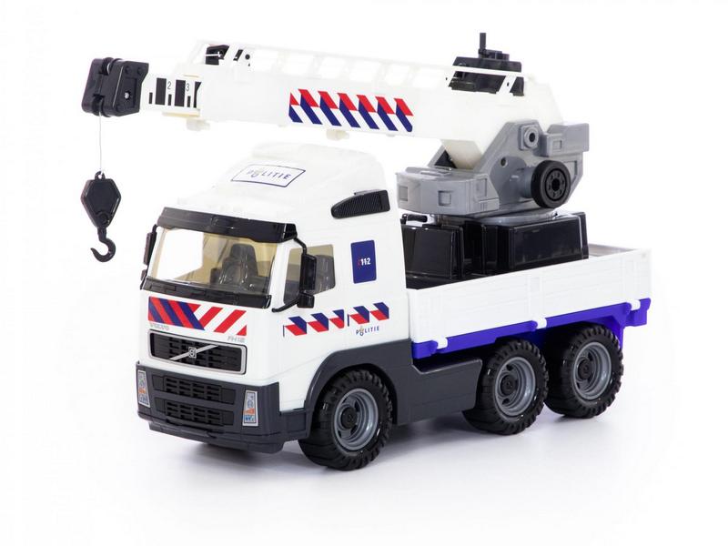 Автомобиль-кран "Volvo" с поворотной платформой полицейский в сеточке