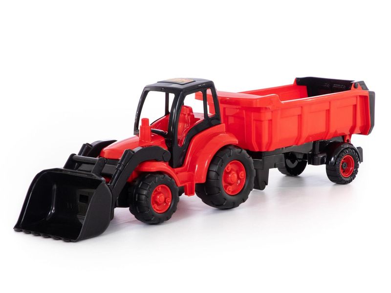 Трактор "Чемпион" с ковшом и полуприцепом в сеточке