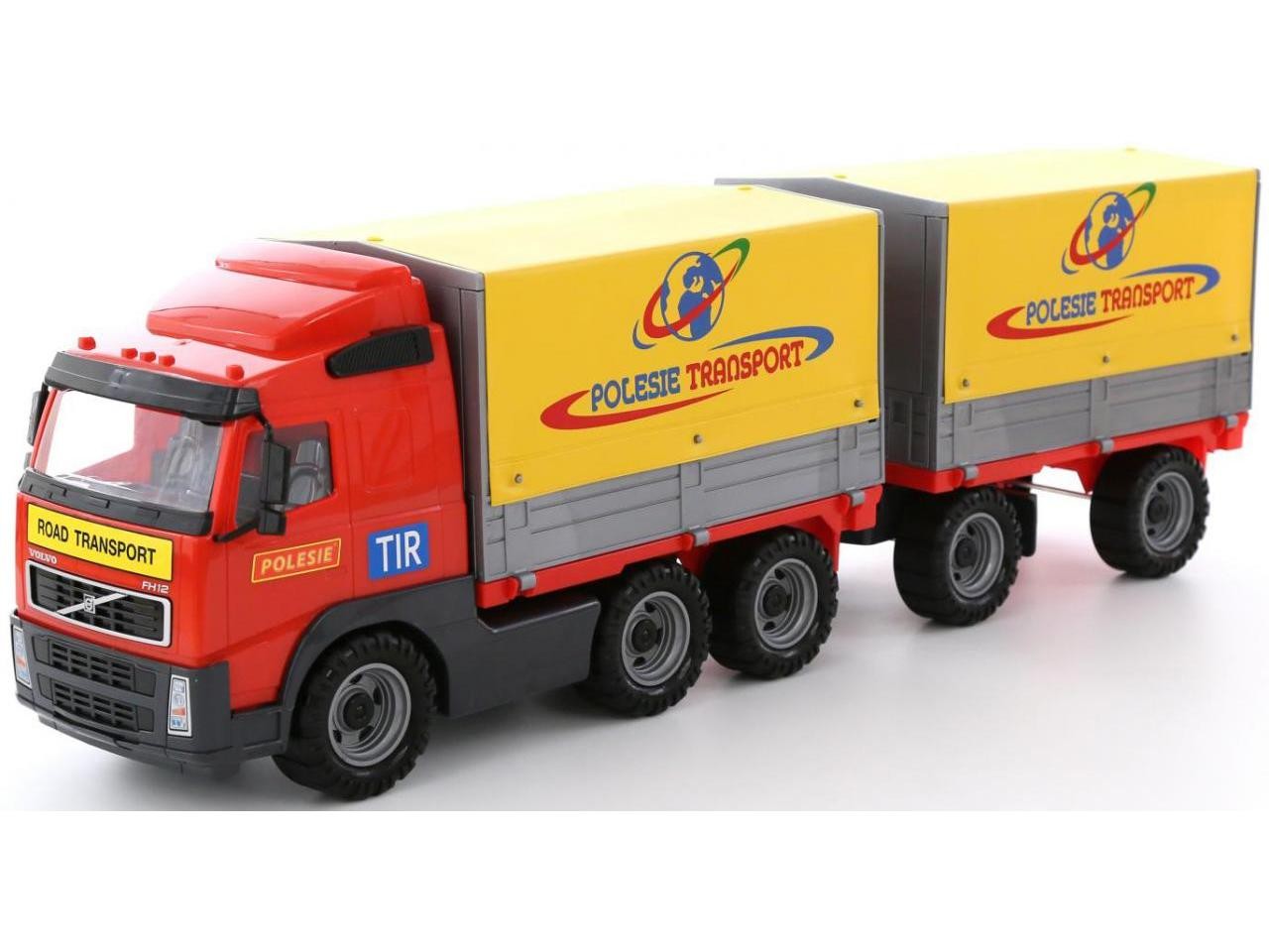 Автомобиль бортовой тентовый "Volvo" с прицепом в сеточке